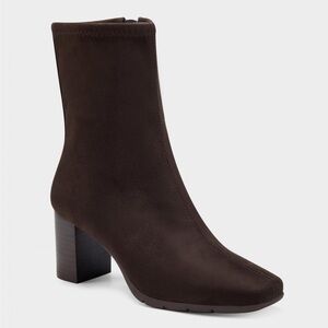 NEW Aerosoles Miley Faux Brown Suede heel ankle bootie women size 9.5
